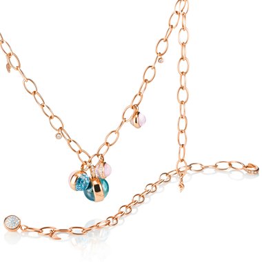 Capolavoro: Velluto Highlight 750 RG mit Topas, Rosenquarz, Opal pink und Brillanten